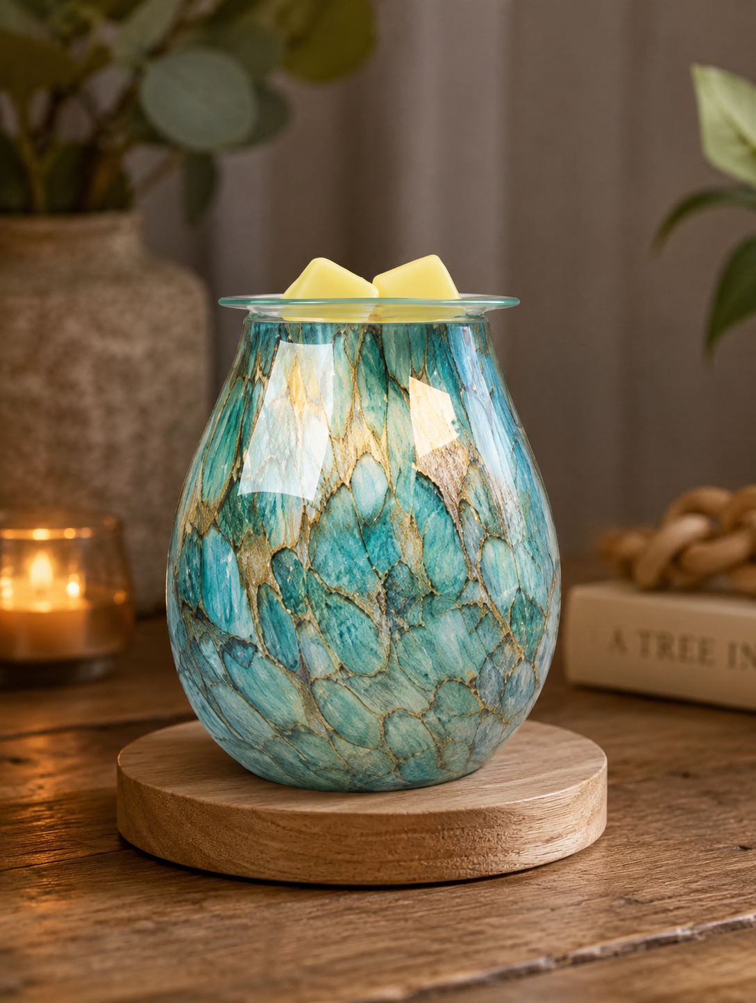 Blue Hour Glass Wax Warmer
